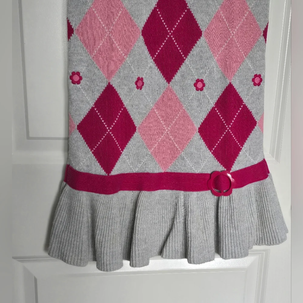 Gymboree‎ Girls Argyle Sweater Dress Pink Gray Belted Size 8